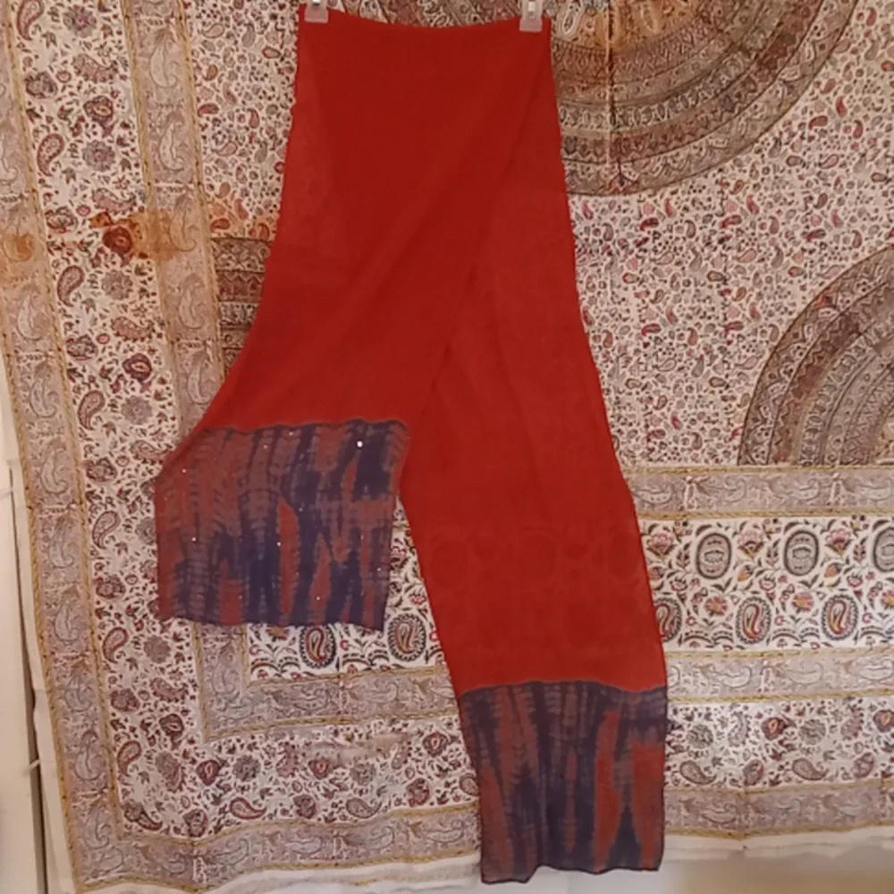 Rust And Purple Dressy Tye Dyed Tunic With Scarf/Wrap  M - Picture 9 of 9